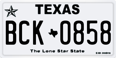 TX license plate BCK0858
