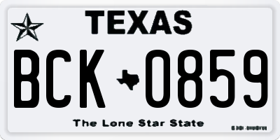 TX license plate BCK0859