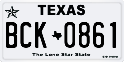 TX license plate BCK0861
