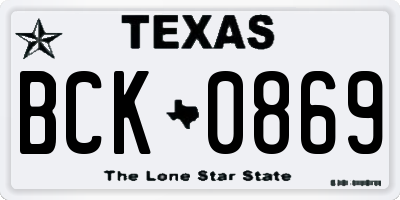 TX license plate BCK0869