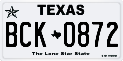 TX license plate BCK0872