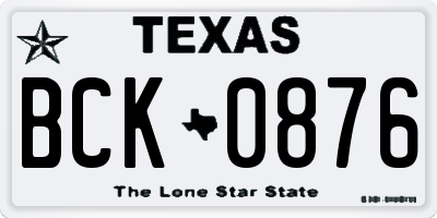 TX license plate BCK0876