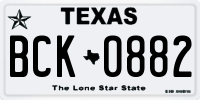 TX license plate BCK0882