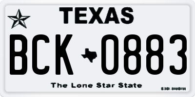 TX license plate BCK0883