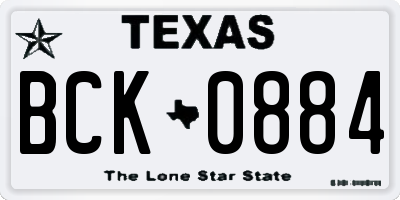 TX license plate BCK0884