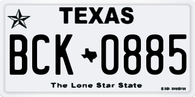 TX license plate BCK0885