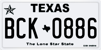 TX license plate BCK0886