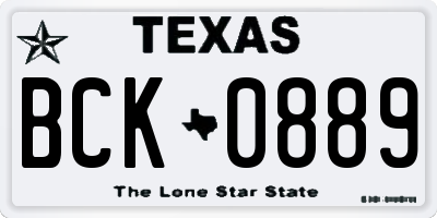 TX license plate BCK0889