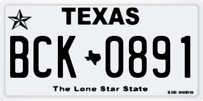 TX license plate BCK0891