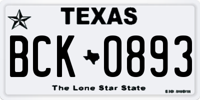 TX license plate BCK0893