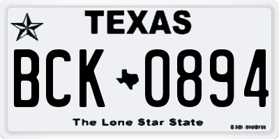 TX license plate BCK0894