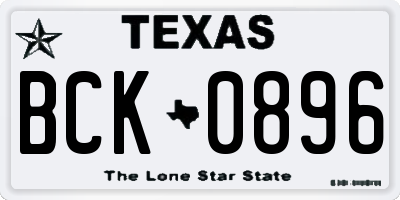 TX license plate BCK0896