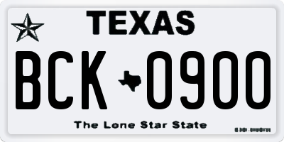 TX license plate BCK0900