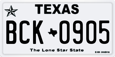 TX license plate BCK0905