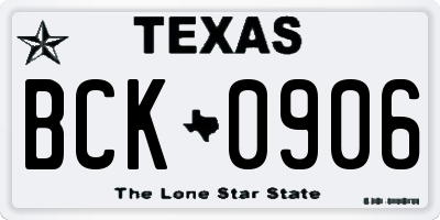 TX license plate BCK0906