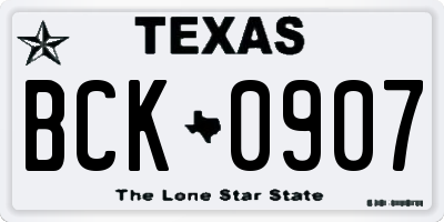 TX license plate BCK0907