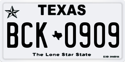 TX license plate BCK0909