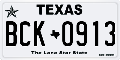 TX license plate BCK0913