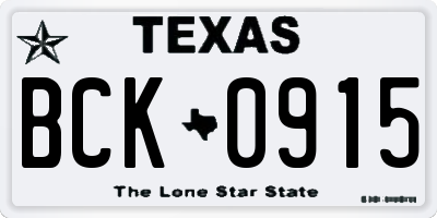 TX license plate BCK0915