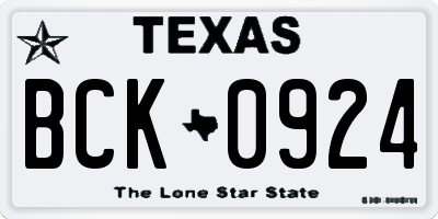 TX license plate BCK0924