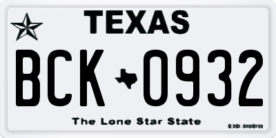 TX license plate BCK0932