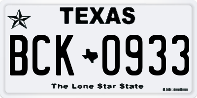 TX license plate BCK0933