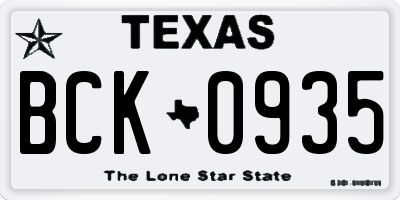 TX license plate BCK0935