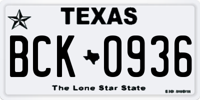 TX license plate BCK0936
