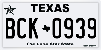 TX license plate BCK0939
