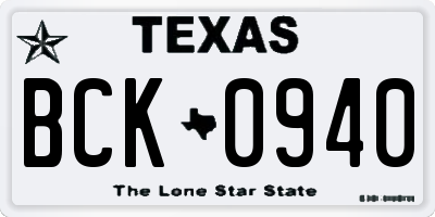 TX license plate BCK0940
