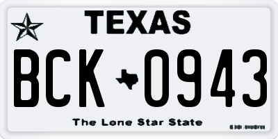 TX license plate BCK0943
