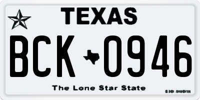 TX license plate BCK0946