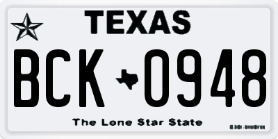 TX license plate BCK0948