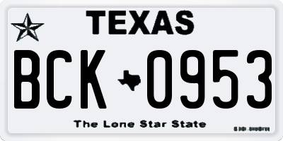 TX license plate BCK0953