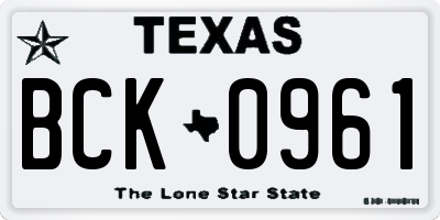 TX license plate BCK0961