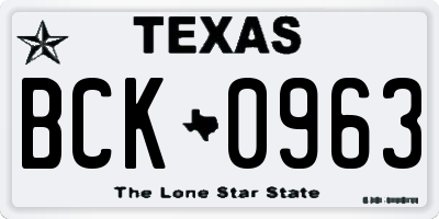 TX license plate BCK0963