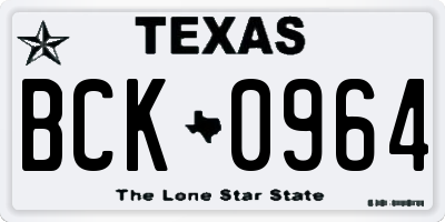 TX license plate BCK0964