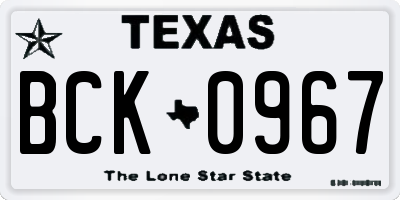 TX license plate BCK0967