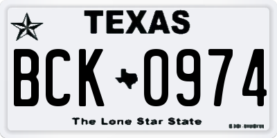 TX license plate BCK0974