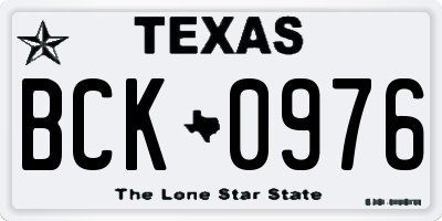 TX license plate BCK0976