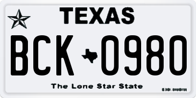 TX license plate BCK0980