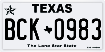 TX license plate BCK0983