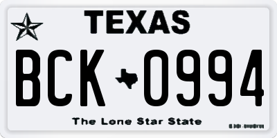 TX license plate BCK0994