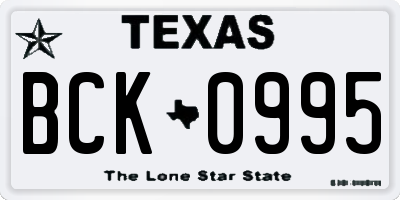 TX license plate BCK0995