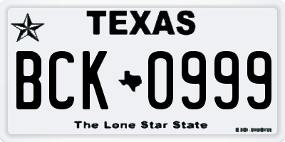 TX license plate BCK0999
