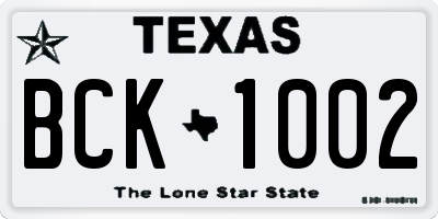 TX license plate BCK1002