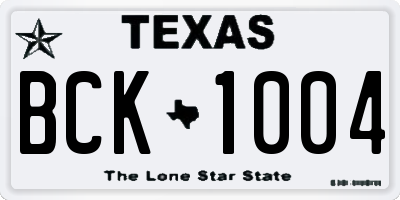TX license plate BCK1004