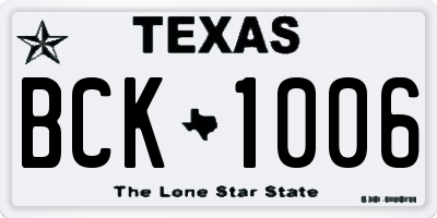 TX license plate BCK1006