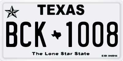 TX license plate BCK1008