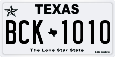 TX license plate BCK1010